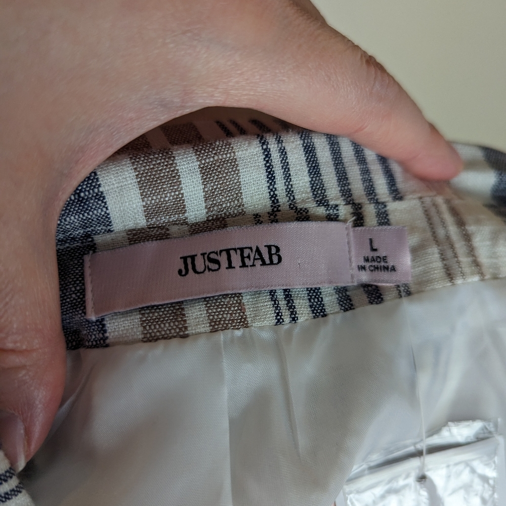 NWT JustFab Striped One Button Blazer Size L - Picture 3 of 4